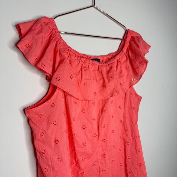 1 State Womens Top XL Pink Sleeveless Flutter Summer Boho Peasant Coastal Floral - Picture 2 of 5